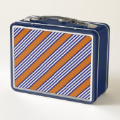 Lunch Box Bandes bleu marine et blanc avec orange brûlé (Dos)