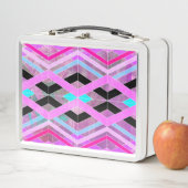 Lunch Box Bandes de croisement géométriques violettes roses  (En situation)