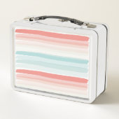 Lunch Box Bandes estivales en corail et turquoise (Dos)