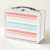 Lunch Box Bandes estivales en corail et turquoise (Devant)