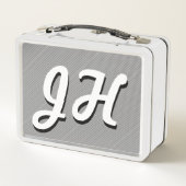 Lunch Box Bandes minces en noir et blanc | Initiales retro-s (Dos)