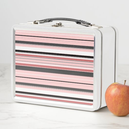 Lunch Box Bandes roses gris mignonnes (En situation)