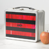 Lunch Box Bandes texturées rouges et noires (En situation)