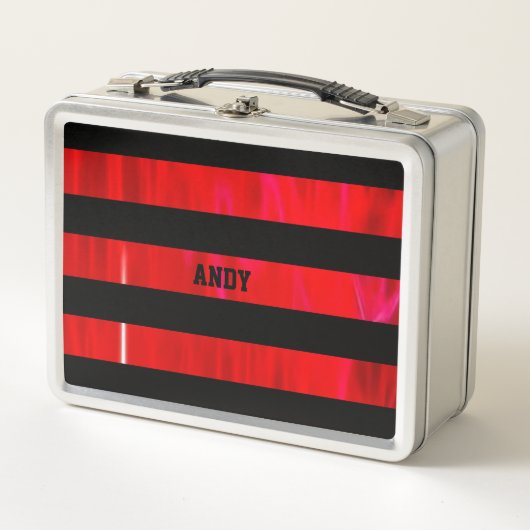 Lunch Box Bandes texturées rouges et noires (Devant)