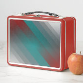 Lunch Box Bandes turquoises de gris bordeaux (En situation)