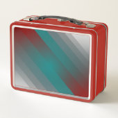 Lunch Box Bandes turquoises de gris bordeaux (Dos)