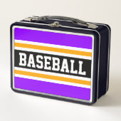 Lunch Box BASEBALL Amusant Violet Orange Noir Rayures (Devant)