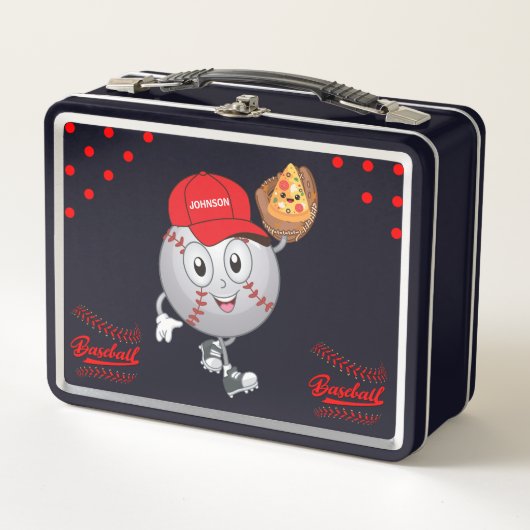Lunch Box Baseball Heureux avec Pizza (Devant)