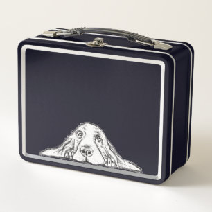 Lunch Box basset hound noir blanc yeux de chiot simple