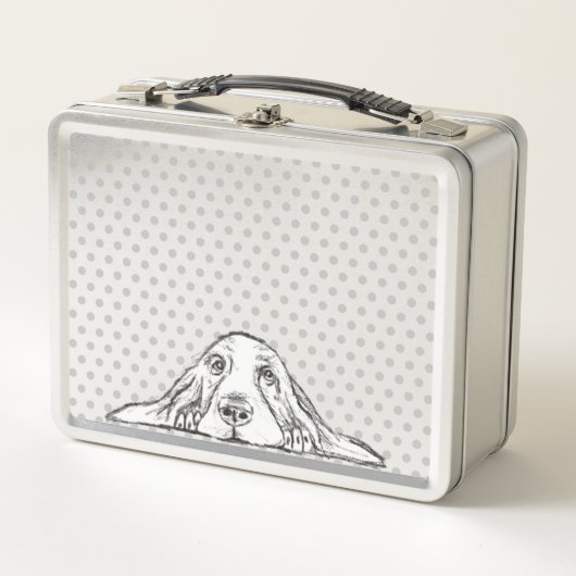 Lunch Box basset hound noir blanc yeux de chiot simple  (Devant)