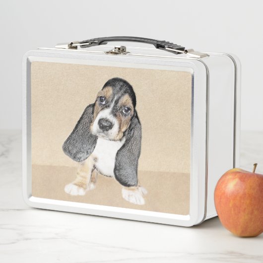 Lunch Box Basset Hound Peinture Chiot - Art Chien original (En situation)