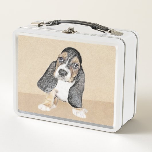 Lunch Box Basset Hound Peinture Chiot - Art Chien original (Devant)