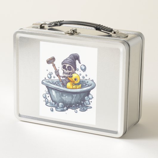 Lunch Box Bath Time Bones � Crâne drôle mignon dans la baign (Devant)