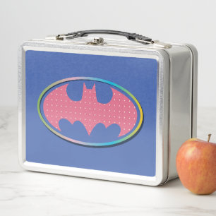 Lunch Box Batman Logo Pink Polka Dot