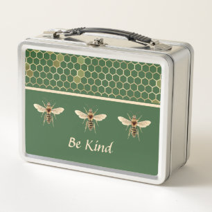 Lunch Box Be Kind Bee and Honeypeb sur Vintage Green
