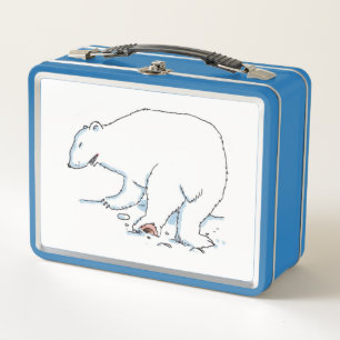 Lunch Box Bear polaire blanc et bleu clair lunbox
