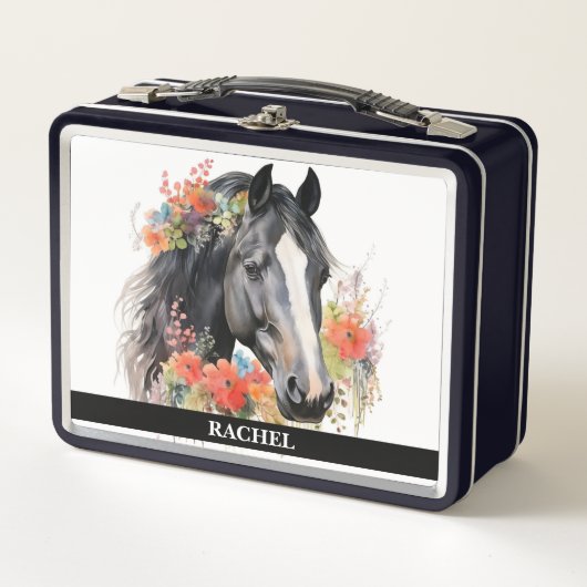 Lunch Box Beau Cheval aux fleurs (Devant)