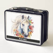 Lunch Box Beau Cheval avec Fleurs (Dos)