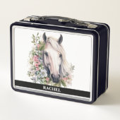 Lunch Box Beau Cheval avec Fleurs (Dos)