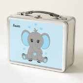 Lunch Box Beau éléphant en bleu, coutume (Devant)