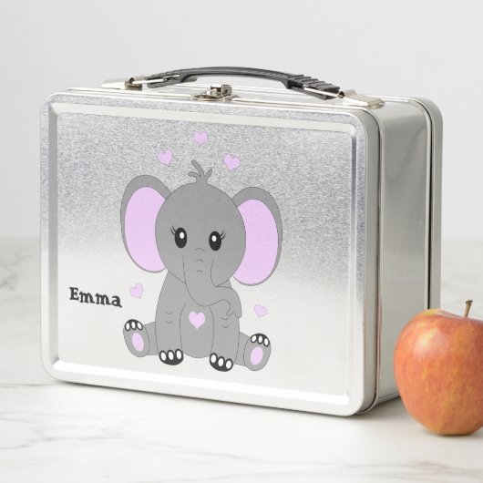 Lunch Box Beau éléphant en rose pour les filles (En situation)