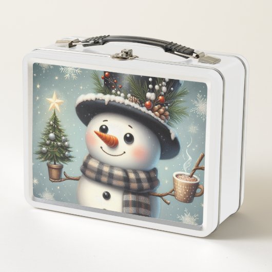 Lunch Box Beau tourbillon Noël/bonhomme de neige d'hiver (Devant)