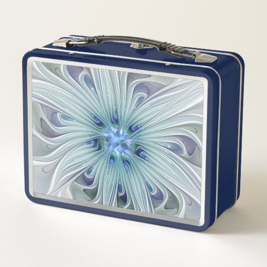Lunch Box Beauté florale Abstraite moderne Blue Pastel Flowe (Dos)