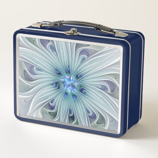 Lunch Box Beauté florale Abstraite moderne Blue Pastel Flowe (Devant)