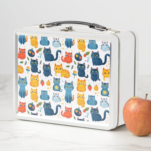 Lunch Box Beaux chats kawaii, jouer avec des jouets blanc ba (En situation)