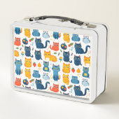 Lunch Box Beaux chats kawaii, jouer avec des jouets blanc ba (Dos)