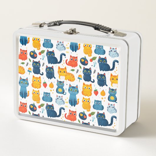Lunch Box Beaux chats kawaii, jouer avec des jouets blanc ba (Devant)