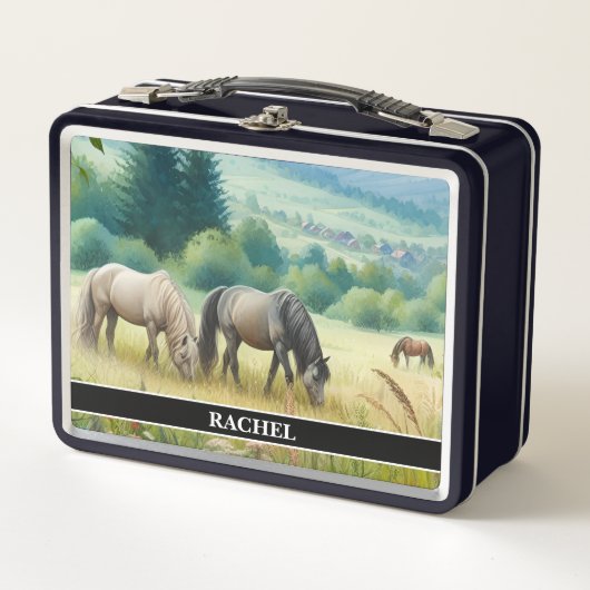 Lunch Box Beaux Chevaux au Pâturage (Devant)