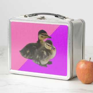 Lunch Box Bébé Canards sur framboise rose et sorbet pourpre