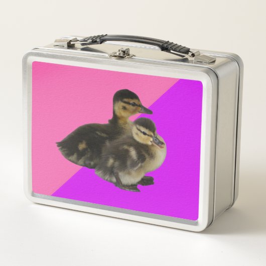 Lunch Box Bébé Canards sur framboise rose et sorbet pourpre (Devant)