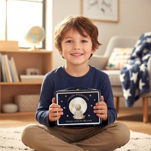 Lunch Box Bébé Céleste Lune Étoiles Bleu Marine Graphisme