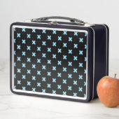 Lunch Box Bébé croix bleu coutures sur noir (En situation)