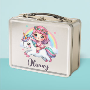 Lunch Box Bébé fille adorable sur licorne