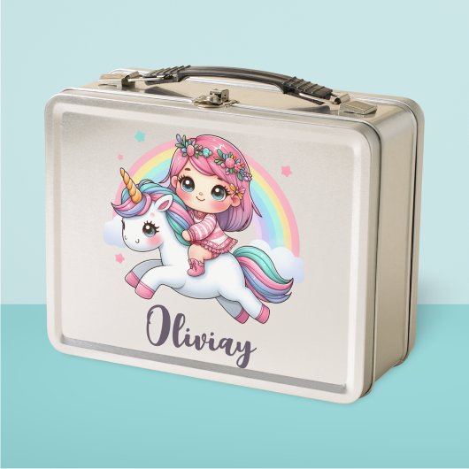 Lunch Box Bébé fille adorable sur licorne