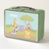 Lunch Box Bébé mignon Safari Animaux Enfants Personnalisé (Devant)