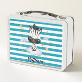 Lunch Box Bébé mignon Zèbre sur nuages Etoiles Lune Bleu Str (Dos)