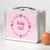 Lunch Box Bébé rose Papillons et fleurs personnalisés (En situation)