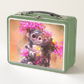 Lunch Box Bébé singe avec fleurs (Devant)