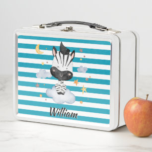 Lunch Box Bébé Zèbre Mignon sur Nuages Étoiles Lune Rayures