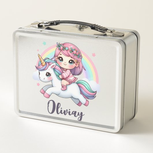Lunch Box Belle fille bébé sur Unicorn (Dos)