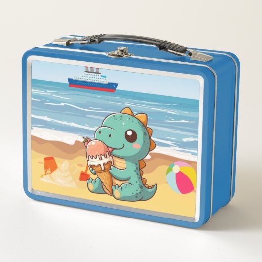 Lunch Box Belle glace manger dino à la plage (Devant)