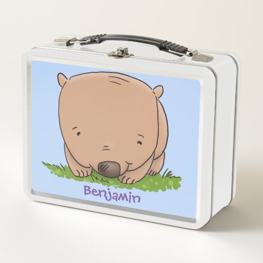 Lunch Box Belle illustration de dessin animé de bébé wombat (Devant)
