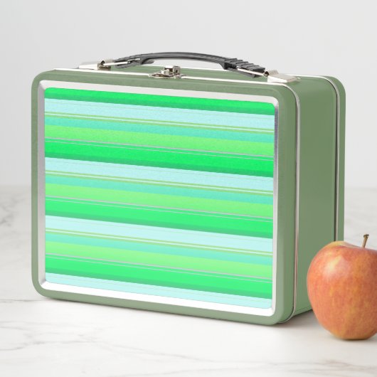 Lunch Box Belles rayures vert aqua (En situation)