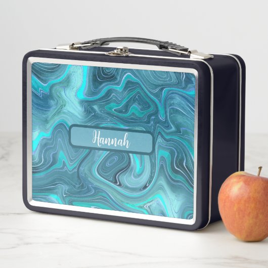 Lunch Box Belles Vagues d'Ocean Blue Strata (En situation)