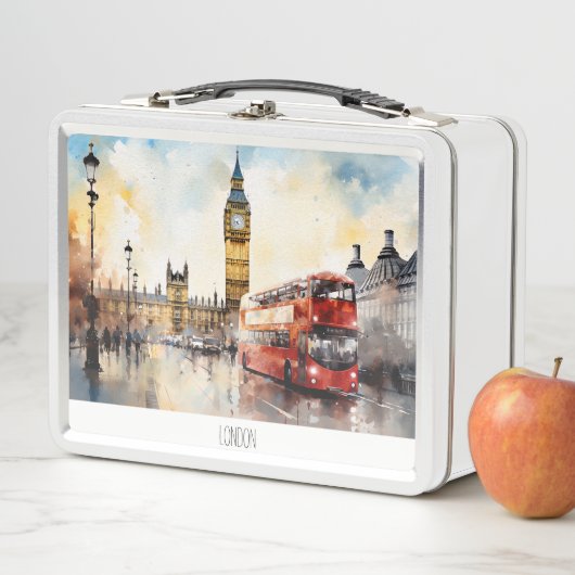 Lunch Box Big Ben et bus rouge à Londres (En situation)