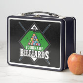Lunch Box Billard personnalisé NOM Cue Rack Pool Room (En situation)